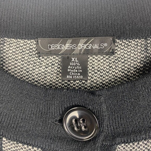 Designers Originals Cardigan Sweater Womens Extra Large Black White Button Front - Picture 7 of 9
